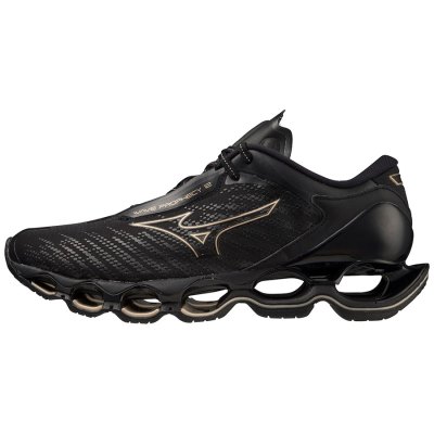 Zapatillas Para Correr Mizuno WAVE Prophecy 12 Hombre Negros / Dorados - Chile M712DQUFJO